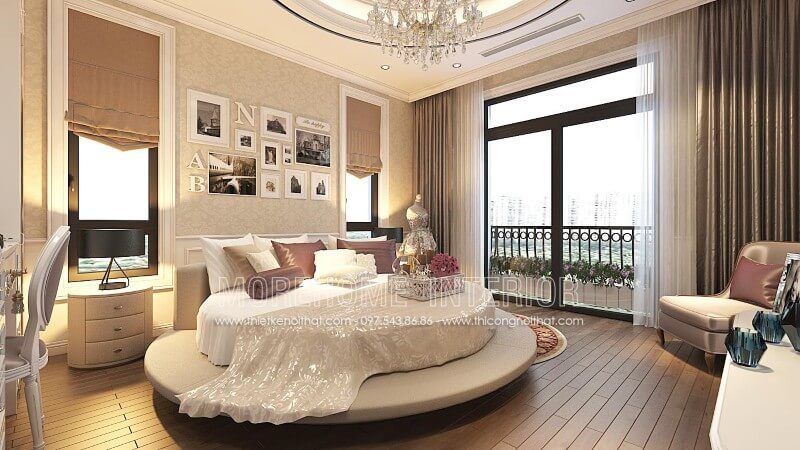 Giường ngủ có thiết kế độc đáo, mang lại sự sang trọng và tinh tế nhưng vẫn đảm bảo các tiện nghi cho gia chủ.